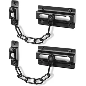 2pcs Door Chain Lock Black, Security Door Chain for Inside Door, Premium Thickened Chain Door