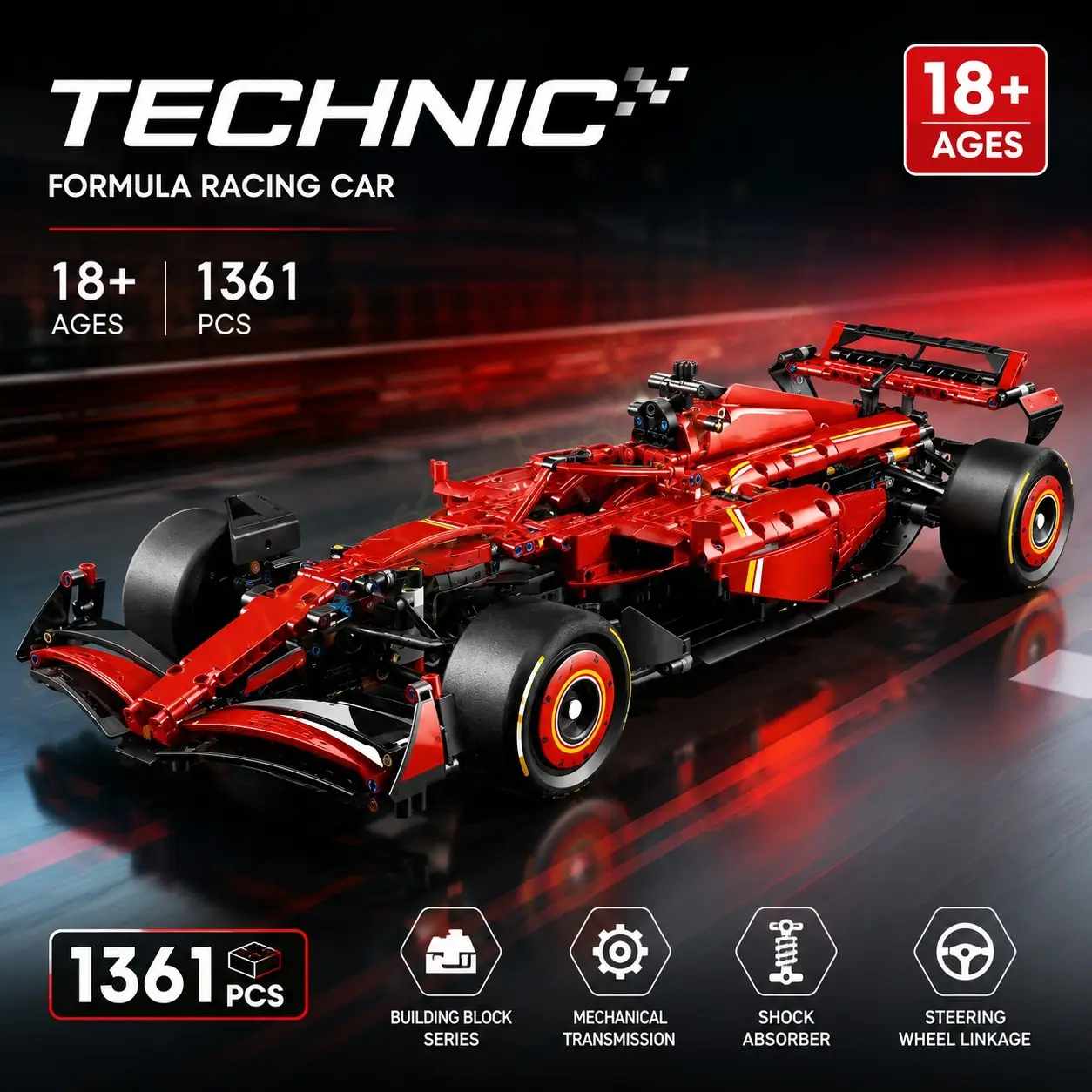 1361 Piece Formula Racing Building Set, Adult and Child Toy Gift, Educational Block Puzzle, Birthday Present for Boys and Girls