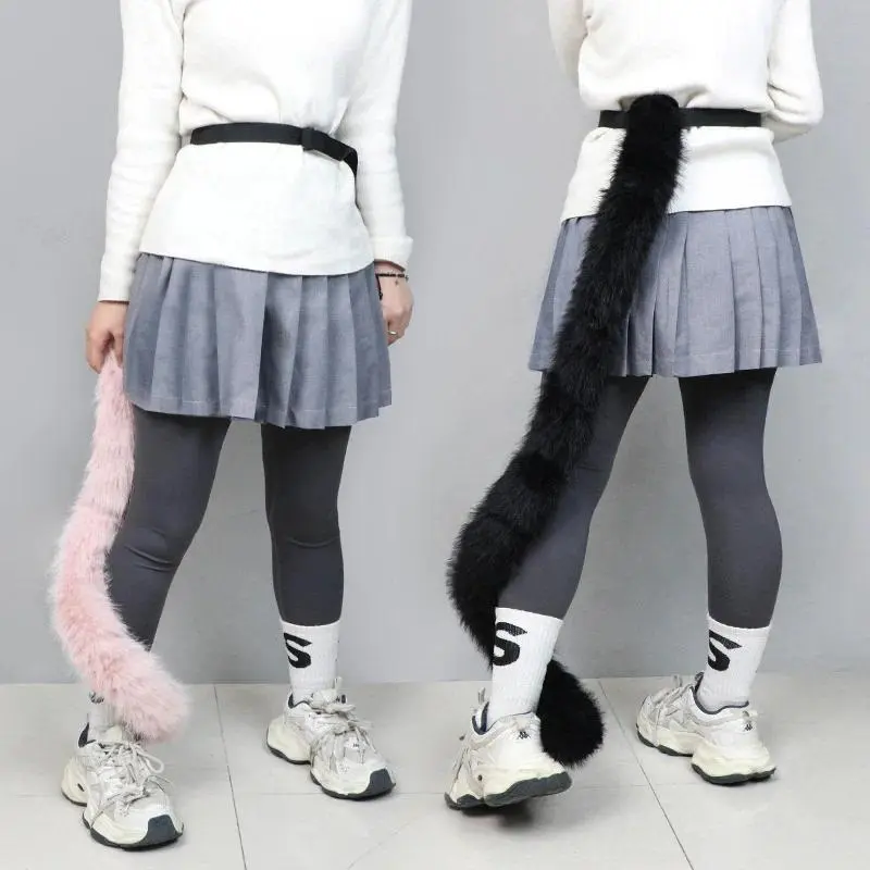 Plush Animal Cat Wolf Leopard 120cm Long Tail Anime Cosplay Costume Props Furry Tails Fursuit Party Role Playing Accessory