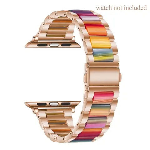 Adjustable Metal-Resin Watch Band for Apple Watch Series 1–11, SE and Ultra, Fits iWatch 49/46/45/44/42/41/40/38 mm Smart Watch Straps, Smartwatch Accessories (Band Only)