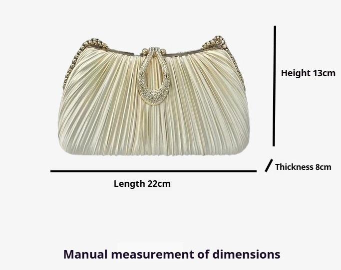 Pleated Solid Color Elegant Cheongsam Matching Evening Clutch Top Handle Bag for Wedding Banquet Party Prom Formal Events Fashion Versatile Luxury Bridal Purse with Timeless Style Sophisticated Design