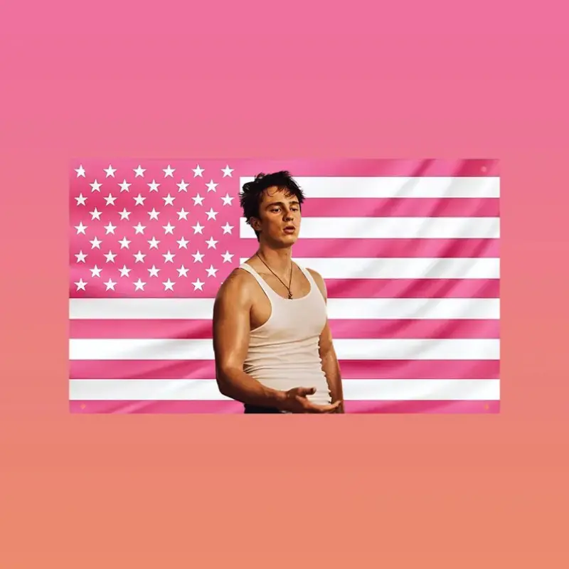 Drew Starkey Pink American Flag Tapestry | Rafe Cameron Outer Banks Wall Flag | Hot Boy Aesthetic Poster | Trendy Dorm Frat Room Decor Y2K Indie Room Decor Wall Tapestry Hanging Wall Art