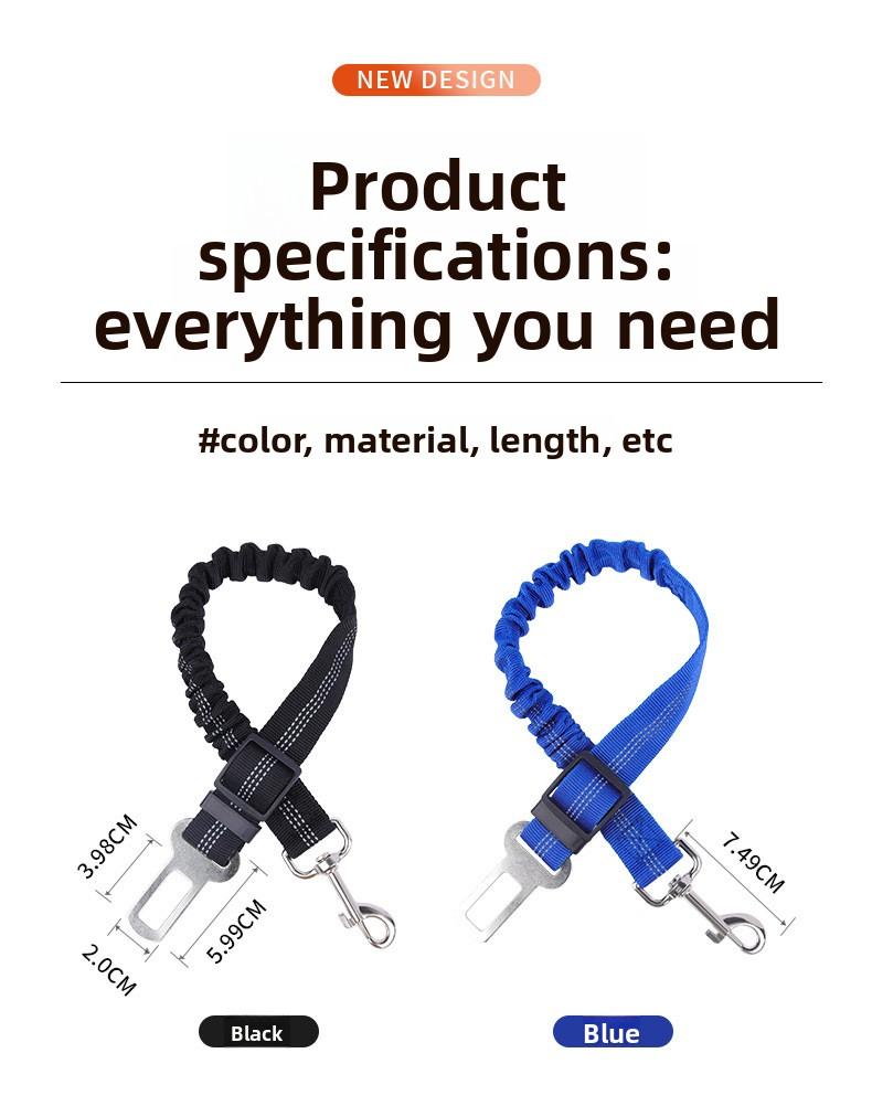 Dog Car Safety Seatbelt, Retractable Bungee Dog Leash, Shock Absorbing Reflective Safety Leash with Steel Buckle, Adjustable Length 20.87-29.53in for Pet Travel, Heavy Duty Vehicle Restraint for Small Medium Large Dogs, Anti-Pull Comfort Walking Leash