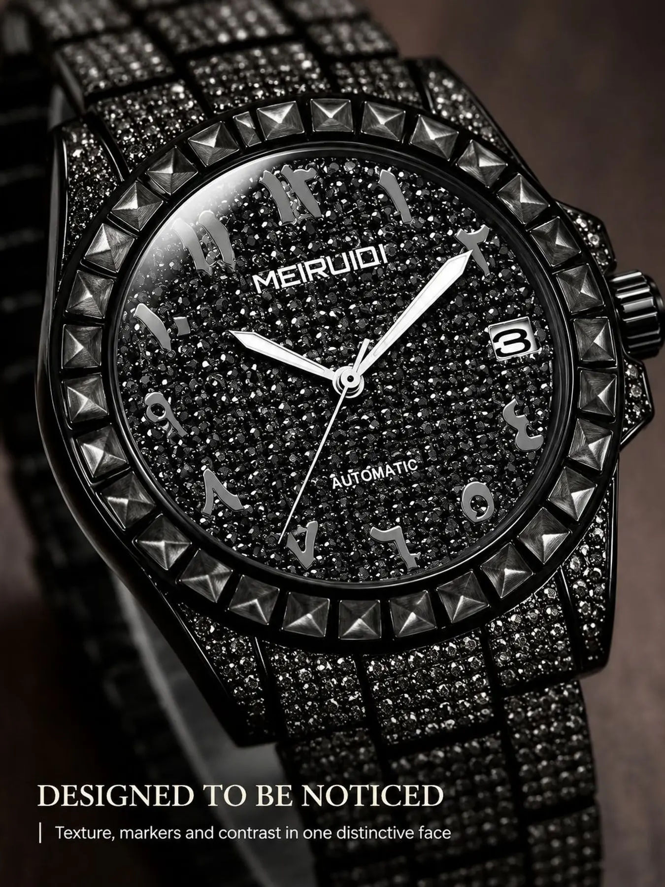A men's high-end full diamond steel strip festive gift, daily decoration, casual and handsome fully automatic mechanical watch High Quality Analog Mechanical Watches