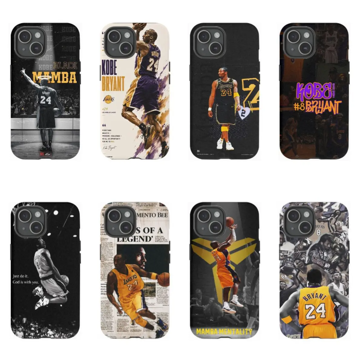 Kobe Theme Shockproof Phone Case for iPhone 12-17, Samsung Galaxy S22-26 - Personalized Fan Accessory for Various Models, Player Images