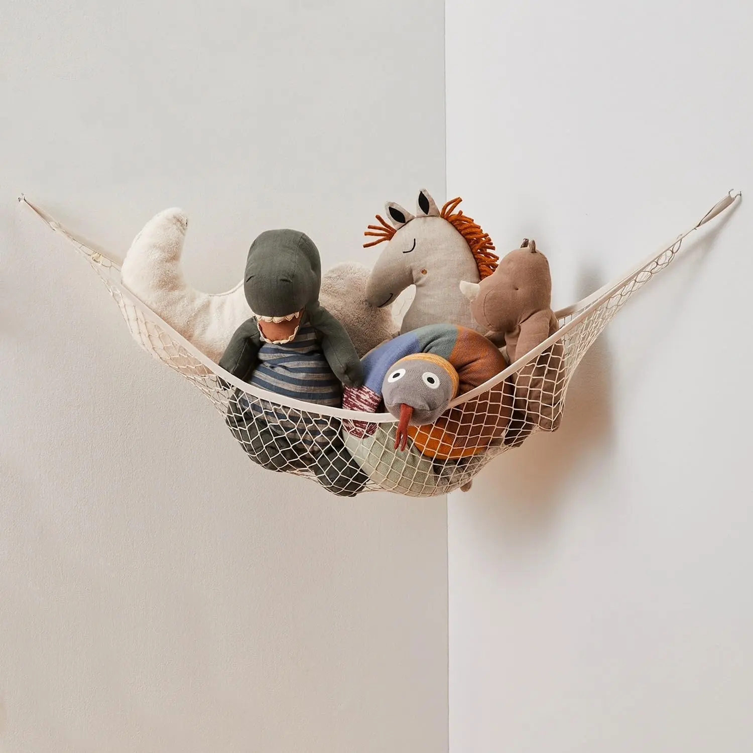 Stuffed Animal Hammock, Includes Anchors & Hooks | Corner wall toy net, Plush and teddy bear storage, Anchors and hooks included, Hanging stuffed animal storage