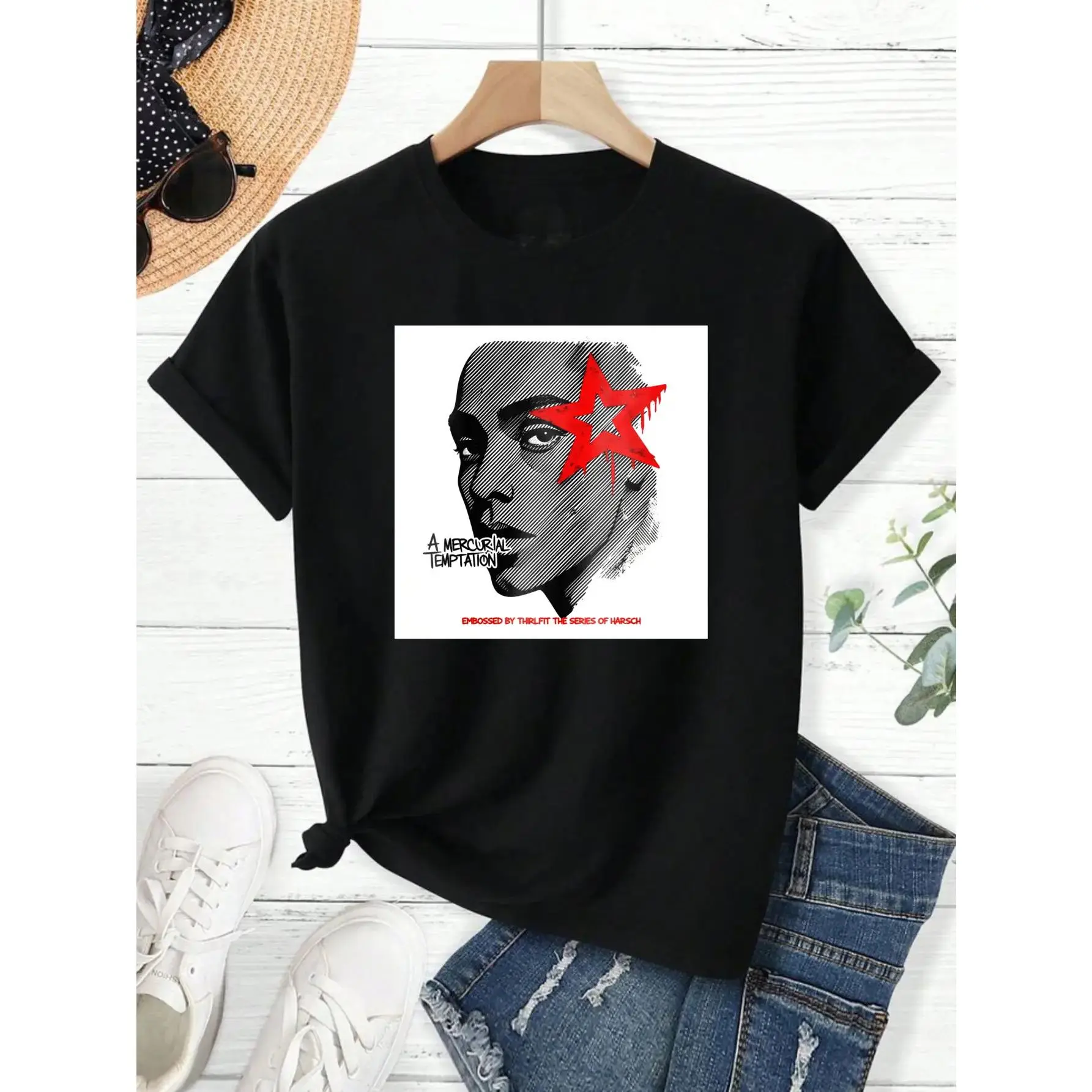 Men's Streetwear Graphic T-Shirt A Mercurial Temptation Print Soft 100% Cotton Relaxed Fit Short Sleeve Tee