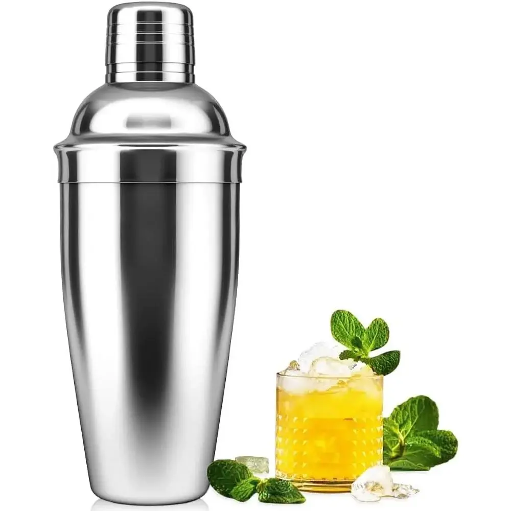 24oz Stainless Steel Professional Cocktail Shaker with Built-in Strainer, Classic Bar Utensil & Home Bar Accessory – Easy Drink Mixer for Margaritas, Utensils, Home Bar Accessories