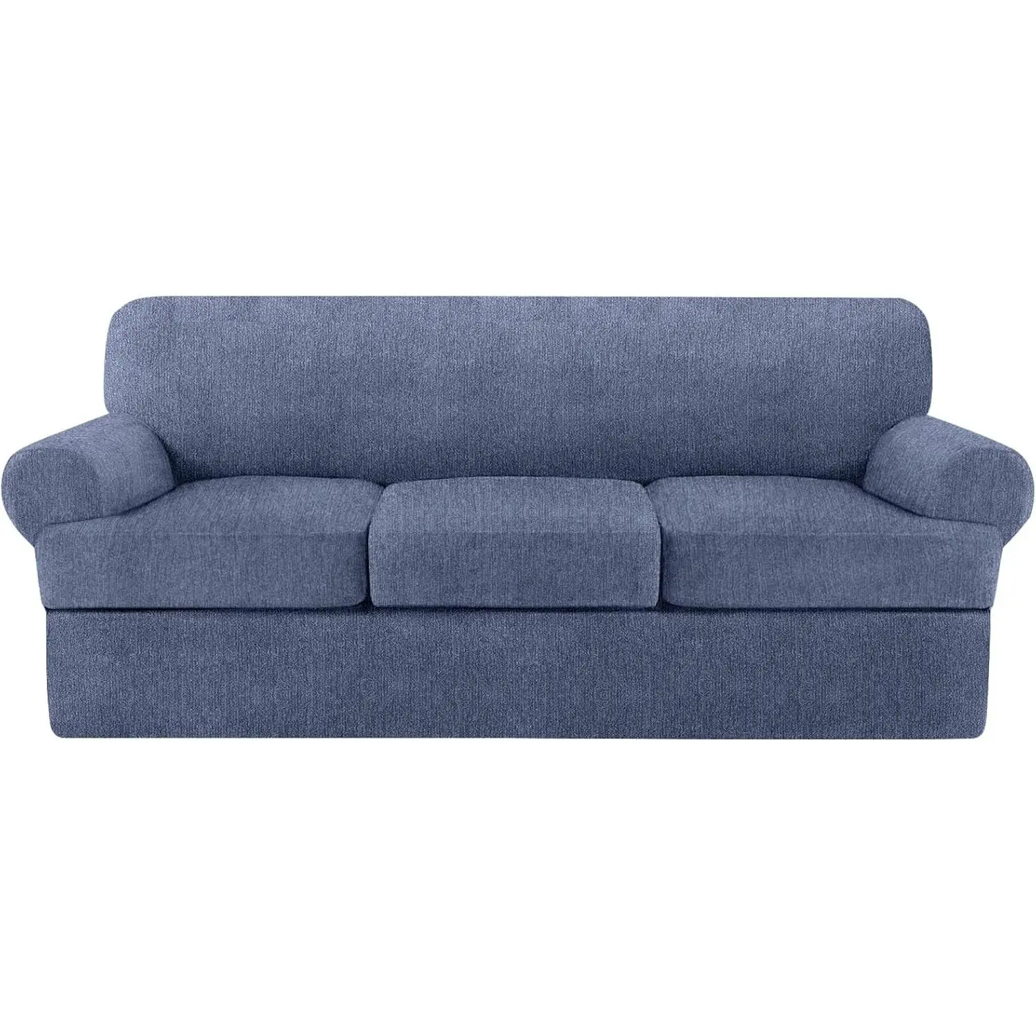 T Cushion Sofa Slipcover 4 Pieces Sofa Covers for T Cushion Couch Soft Sofa Slip Covers Furniture Protector with 3 Individual T Shape Seat Covers (Blue Gray, 3 Cushions)