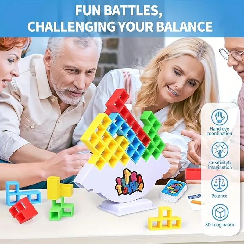 Balance Stacking Game Set, Building Block Set, Stem Building Blocks, 16/32/48 Pieces, Fun Board Game for Kids & Adults, Family Night Party Toy, Christmas Halloween Gift Idea