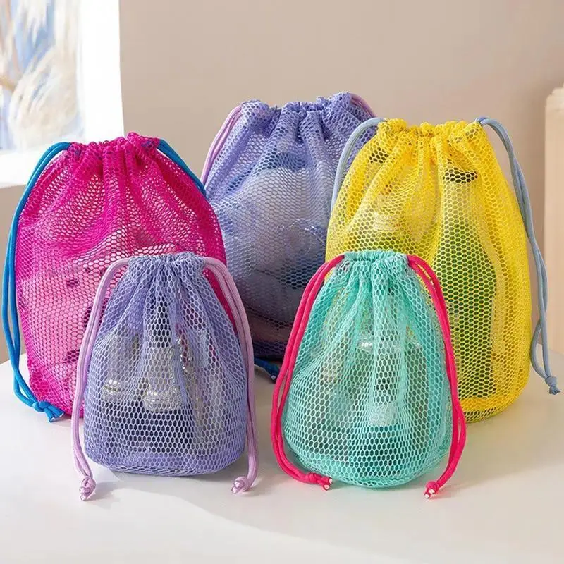 1Pc Nylon Mesh Drawstring Storage Pouch Bag Travel & Outdoor Activity Pouch For Digital Products Makeup Bag Multi Purpose