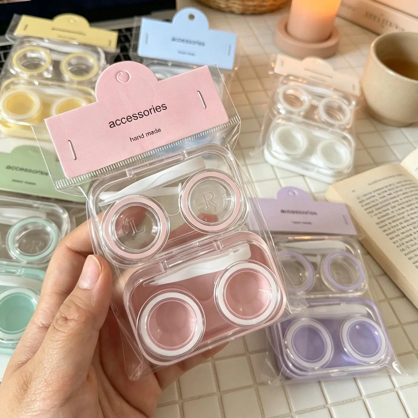 Transparent Colored Lens Container Women DIY Contacts Lens Case Men Color Contact Lenses Storage Box Portable Travel Set