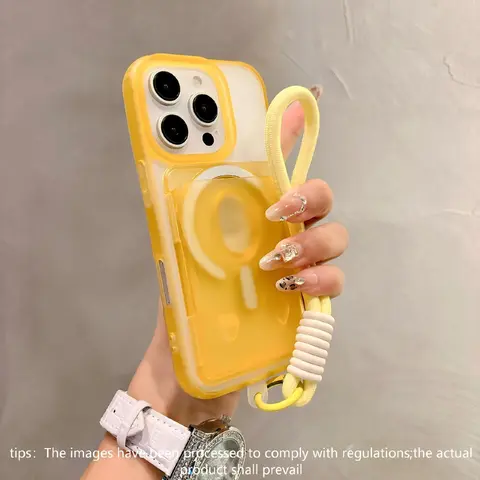 Luxury Matte Durable TPU Magnetic Card Holder Phone Case Cover with Wrist Strap, Protective Anti-Drop Shockproof Skin Feel, Compatible with Apple iPhone 17pro Max 16pro 15 14 13 12, Protector