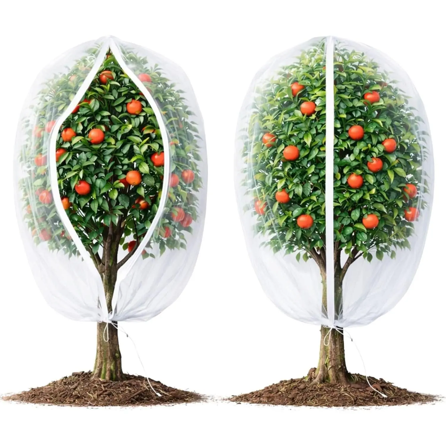 Fruit Tree Netting Cover with Zipper & Drawstring, 2 Packs 6ft x 6ft Insect Bird Barrier Netting for Garden Protection, Ultra Fine Mesh Garden Netting