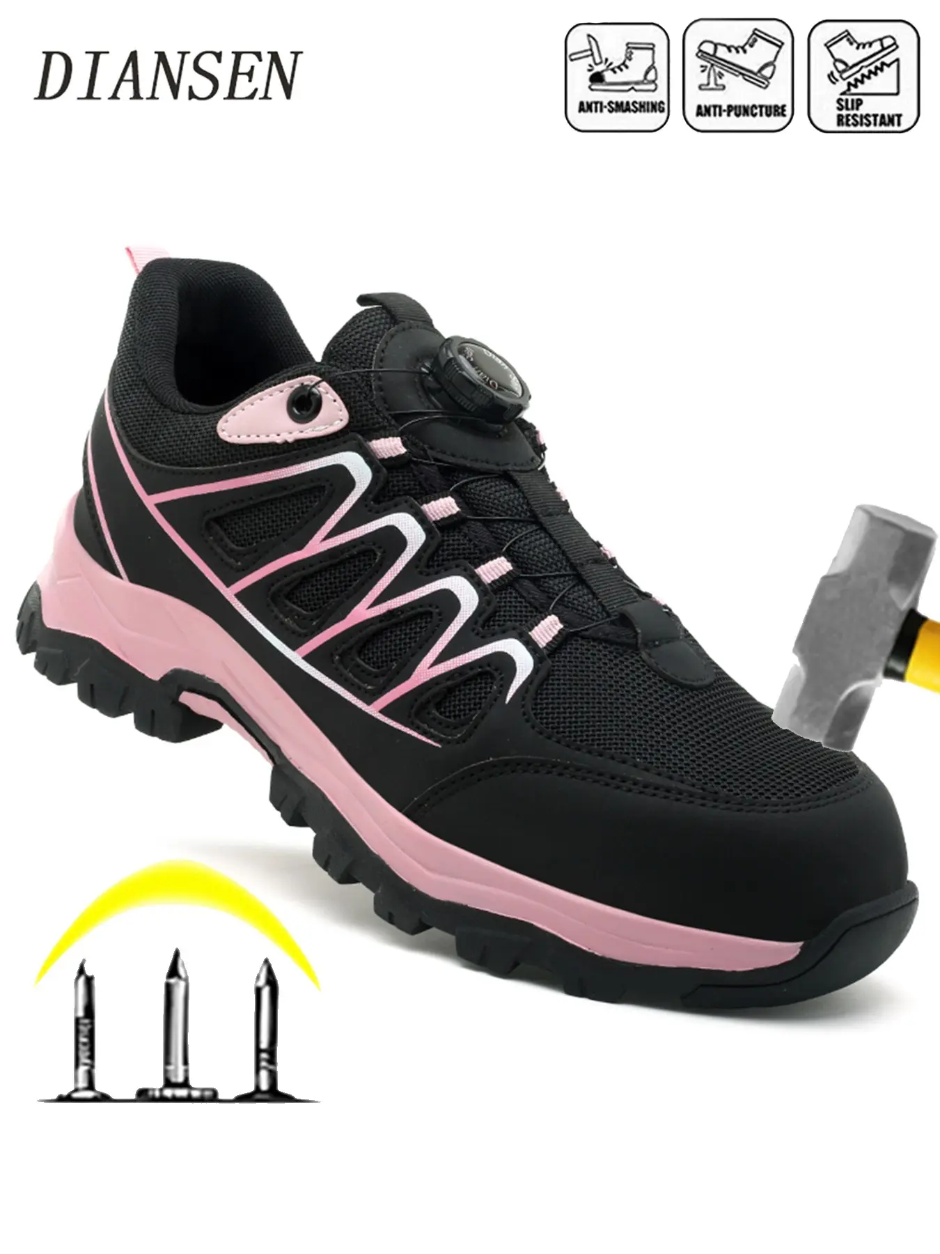 Women's Steel Toe Safety Shoes, Anti-Slip Composite Work Boots, Nonslip Work Shoes, Crush-Resistant, Durable, Comfortable, Lightweight, Breathable, Outdoor Workwear