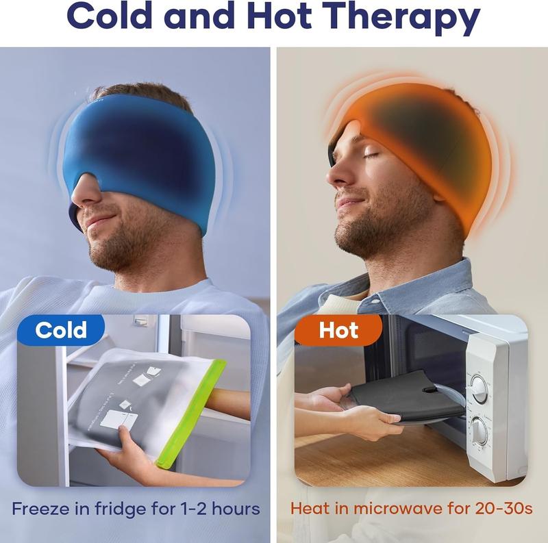 HISTORYOO Migraine Headache Relief Cap Reusable Hangover Gel Cooling Ice Cap Eye Mask Strain Relief Eye Bags Stress Hot Cold Compress Therapy (Before use, it needs to be placed in the fridge or microwave) Puffy Stye Treatment Dry Headache Dark Circles