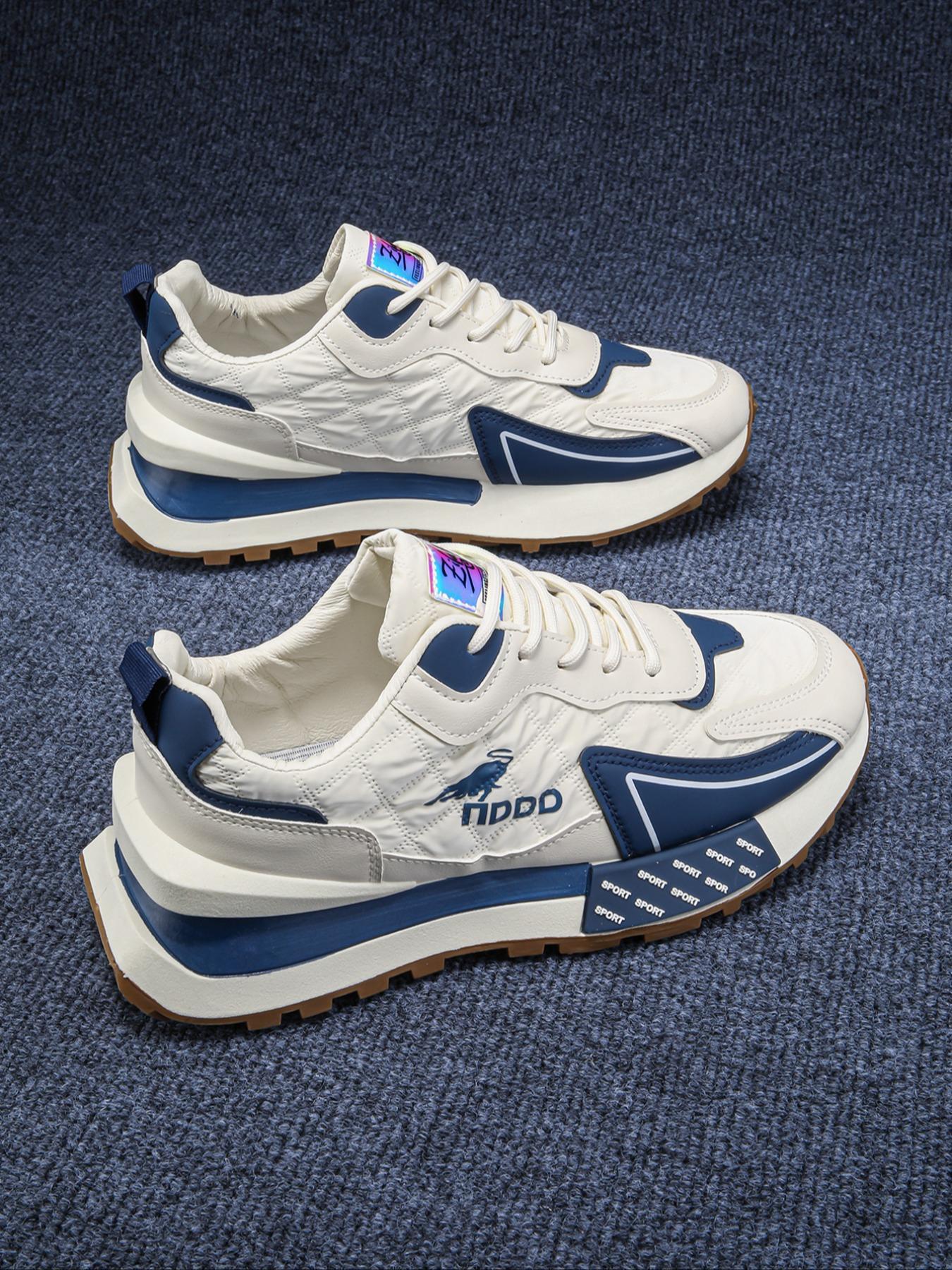 Men's Fashionable Patchwork Lace Up Sneakers, Casual Comfortable Sports Running Shoes, Sporty Running Shoes, Trendy All-match Sneakers for Daily Wear, Closed