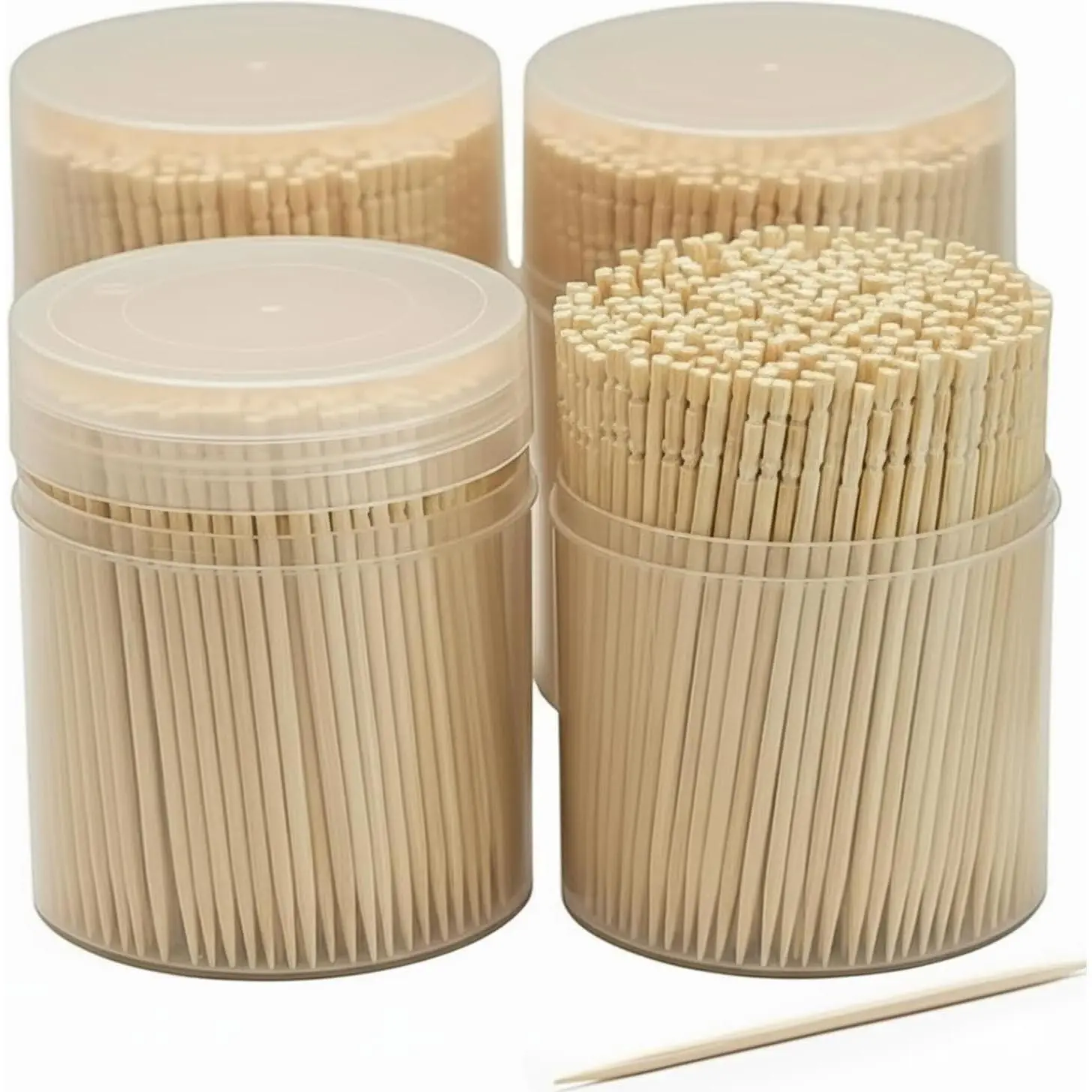 Traditional Single Point Disposable Wooden Toothpicks for , Made from  , Bulk (2,000), 500 per, 4 Containers
