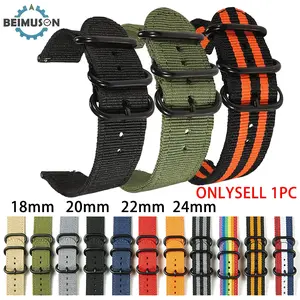 Nylon Watch Band Waterproof Ballistic Nylon One-Piece Military Straps for Men & Women, Replacement Strap, Adjustable Strap, Choice of Color & Width 18mm 20mm 22mm 24mm, Fashionable Watch Accessories, Lightweight Straps