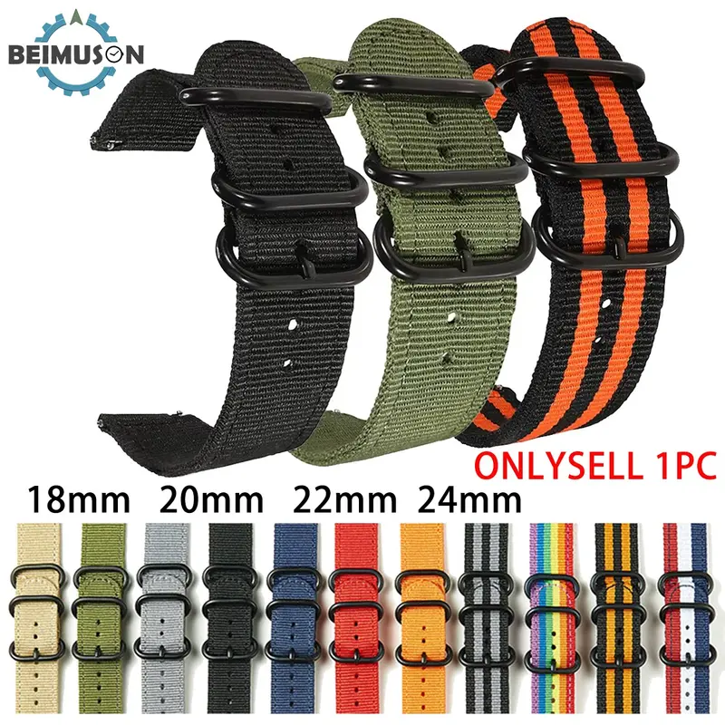 Nylon Watch Band Waterproof Ballistic Nylon One-Piece Military Straps for Men & Women, Replacement Strap, Adjustable Strap, Versatile Strap, Choice of Color & Width 18mm 20mm 22mm 24mm, Fashionable Watch Accessories, Lightweight Straps