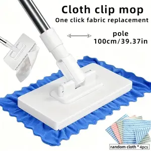One-Use Mop with Clip, Hands-Free Dry Wet Dusting Mop for Hardwood and Tile Floors, Multi-Purpose Cleaning Tool