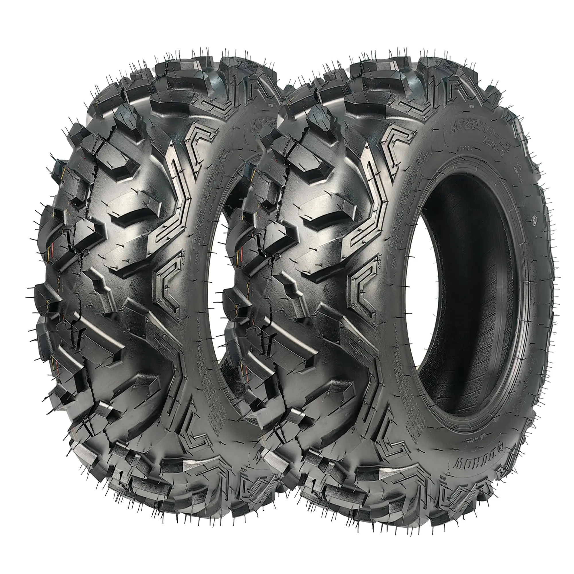Garvee New Upgraded 2pcs AT25X8-12-6PR  AT25X8-12-6PR Heavy-Duty ATV/UTV Tires - 6PR All-Terrain Tubeless Off-Road Tire Set - Trail, Mud, Sand, Gravel, Superior Grip, Replacement for Side by Side