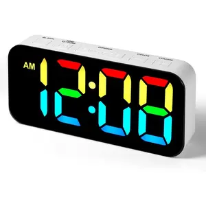 Loud  Clocks for Bedrooms, Digital Clock with 13 Color Night Light, Desk Clock with Large Numbers, Dimmer, Adjustable  Volume, USB Port, Snooze, 12/24H for Heavy Sleepers Teens  (White)