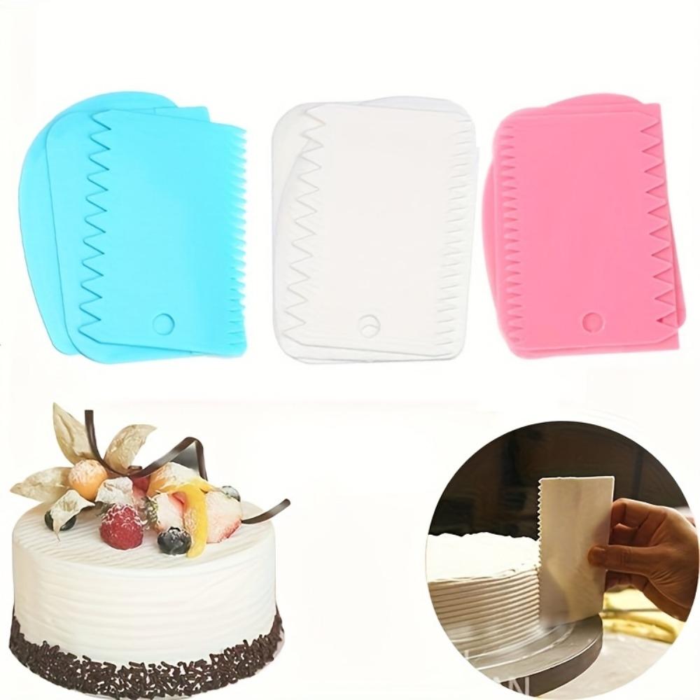 3-Piece Flexibake Plastic Cake Smoothing Tool Set, Multi-Functional Baking Tools for Cake Decorating and Dough Smoothing