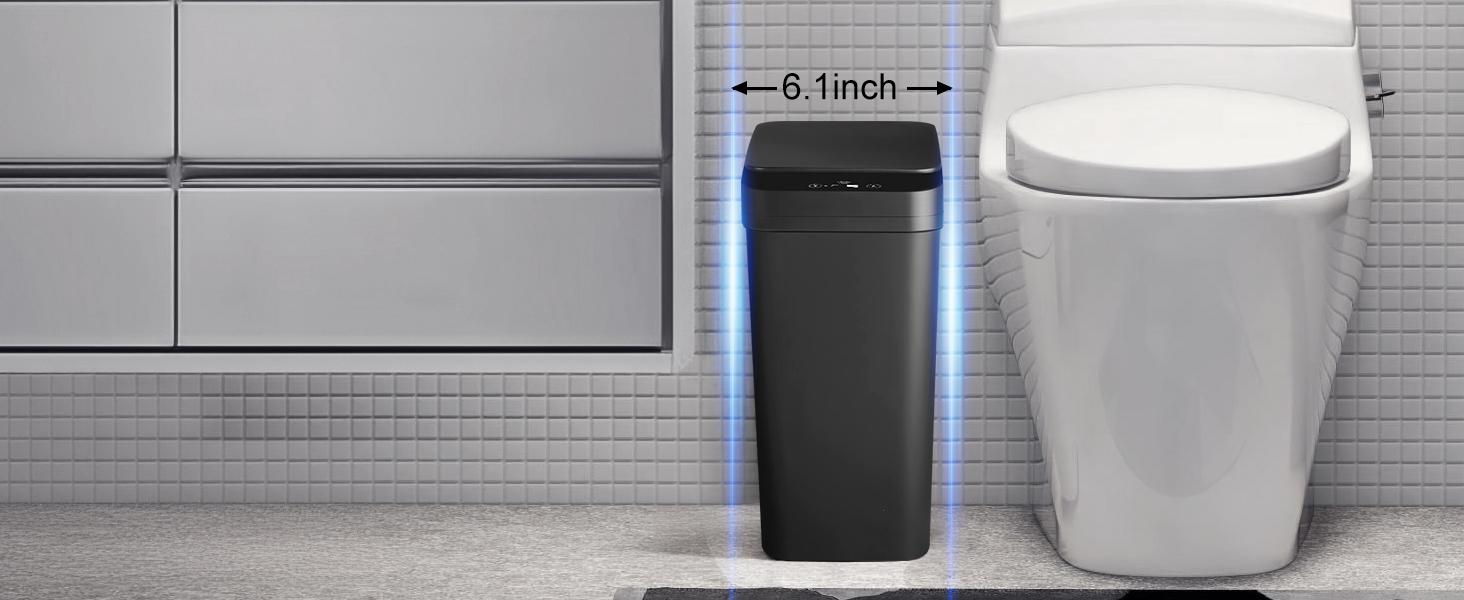 2 Pack 2.2 Gallon Bathroom Automatic Trash Can Touchless Smart Motion Sensor Garbage Can with Lids Small Narrow Electric Garbage Bin for Bedroom Living Room Office