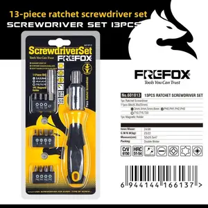 13-piece multifunctional ratchet screwdriver set with strong magnetic head and semi-automatic screwdriver function