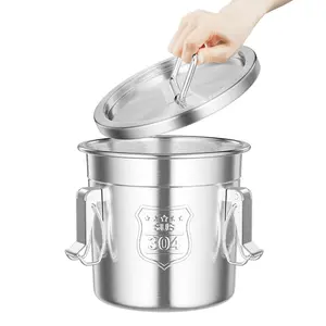 6L 304 Stainless Steel Grain Container Silver Polished Airtight Lid for Kitchen Snack Shop Hotel Canteen Storage Moisture-Proof  Stackable