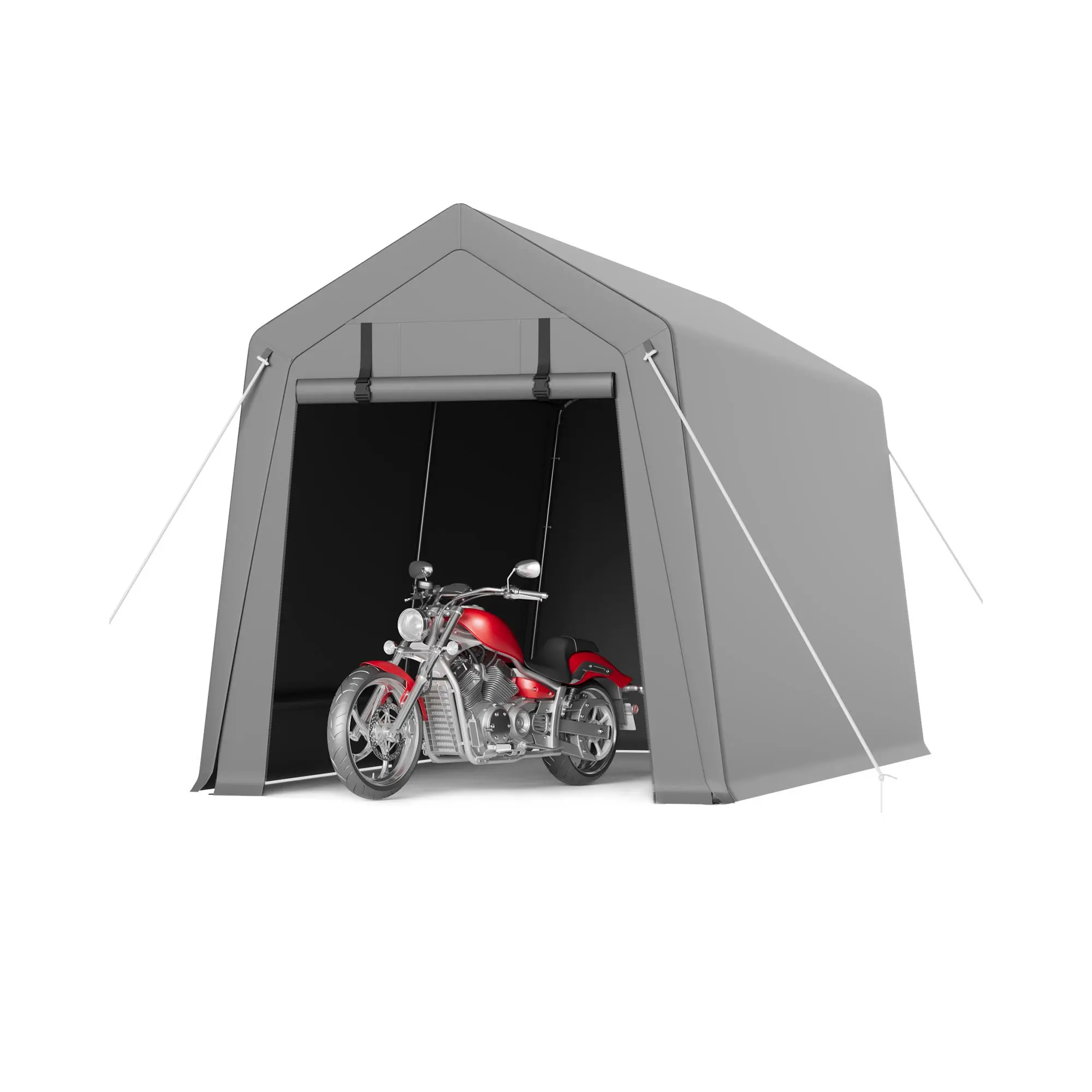 7x15 FT Heavy Duty Accessible Portable Carport, Waterproof Weather Resistant Outdoor Garage Shelter with Roll-Up Zipper Doors, Spacious Stable Steel Frame for Vehicles, Firewood, Garden Tools Protection, Sturdy