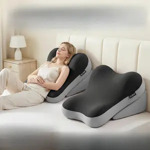 Ergonomic mattress pillow, adjustable memory cotton backrest for reading, 2-piece split support pillow for bed rest, anti slip waist and neck pads, suitable for home office and relaxation, Bed Backrest Cushion