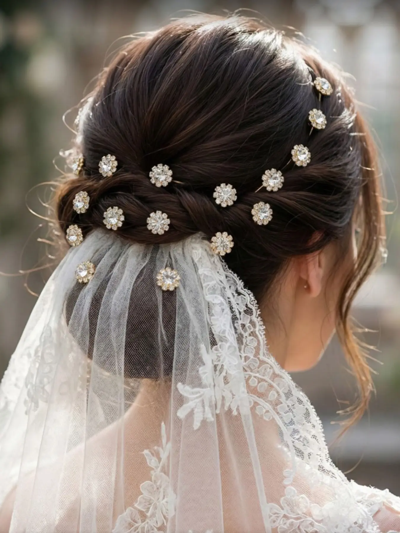 12 Piece Glitter Hair Design Accessories, Wedding Hair Decor, Wedding Ballroom Photography Rhinestone Flower Clip Pins, Fake Wig Styling Clips