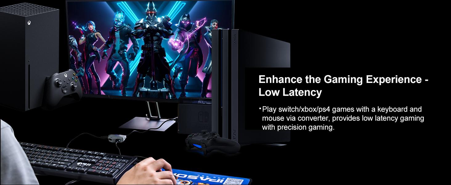 Keyboard and Mouse Adapter for Nintendo Switch, Xbox Series S/X, Xbox One, PS4/PS3, Switch Keyboard Mouse Converter Support Mouses Sensitivity/Aim Speed/Dead Zone Adjustment - Plug and Play