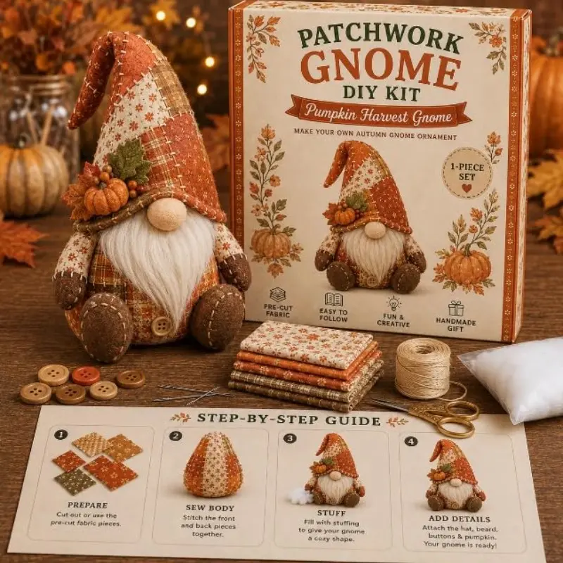 DIY Patchwork Animal Kit, Fabric Sewing Set for Adults, Handmade Patchwork Craft Set for Decorative Gnome Halloween Christmas Ocean Animal Home Decor Projects, Handcraft Set