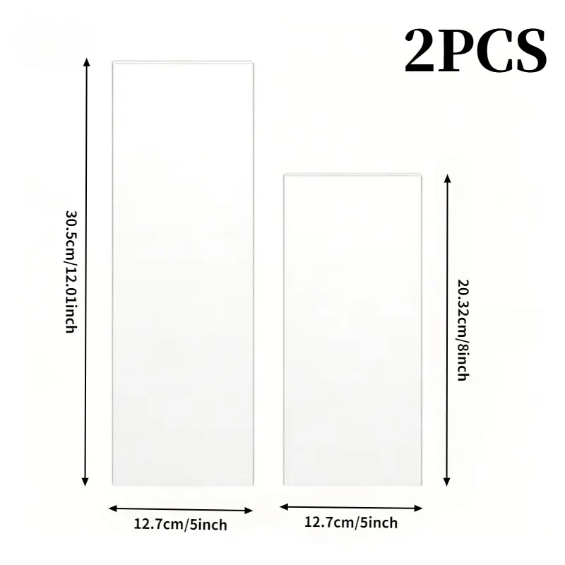 2Pcs Different Sizes Clear Acrylic Cake Scraper Rectangular Frosting Smoother Baking Tools Even Cream Icing Spatula Durable Kitchen Gadgets For DIY Cake Pastry Dessert Decorating Birthday Holiday Home Baking Supplies