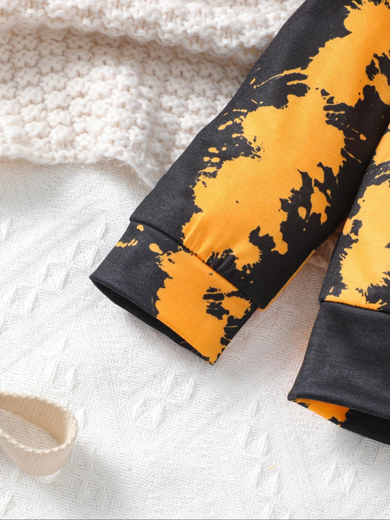 Boys' Tie-Dye Sweatshirt Set with Mama's Boy Print, Long Pants, Casual Fitted Style, Comfortable Spring & Fall, Sweatpants