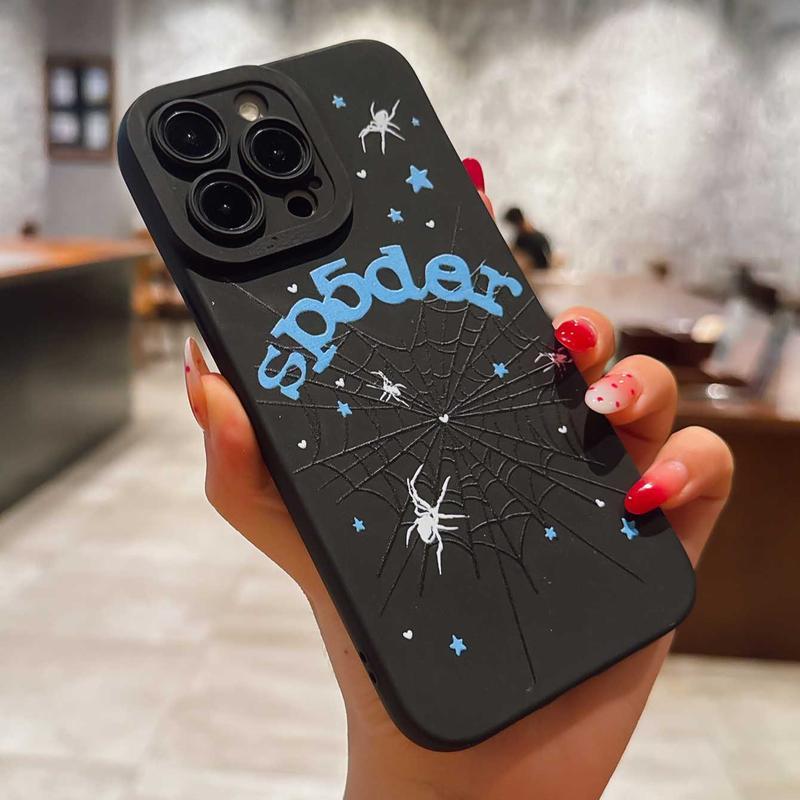 Dark Spider Web Design Tpu Anti-Drop Phone Case Set, Soft Full Coverage Compatible with iPhone 11, 12, 13, 14, 15, 16, 17 Series, Samsung Galaxy S21, S22, S23, S24, S25, S26,Trendy and Protective Case for Every Style