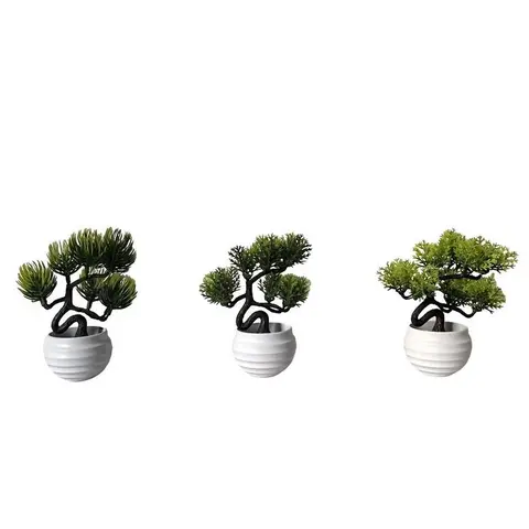 3pcs Artificial Miniature Potted Plants, Plastic Decorative Faux Plants Fake Plants for Home Office Bedroom, 12cm Garden Decor, Gift for Birthdays & Graduations, Artificial Flower Plant