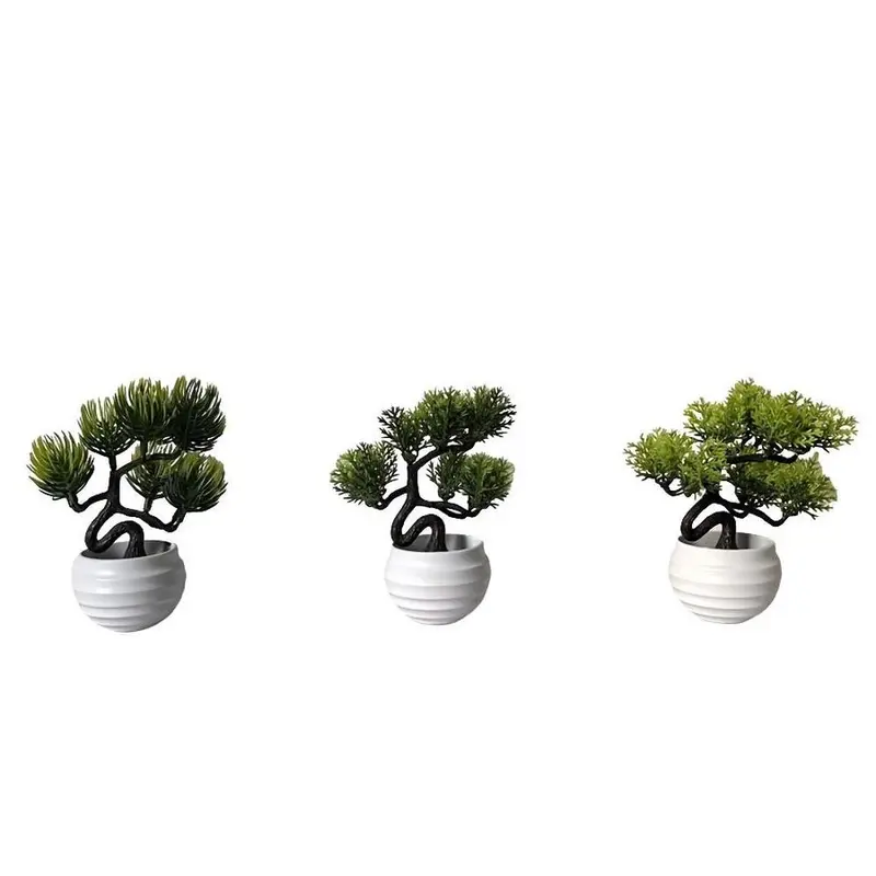 3pcs Artificial Miniature Potted Plants, Plastic Decorative Faux Plants Fake Plants for Home Office Bedroom, 12cm Garden Decor, Gift for Birthdays & Graduations, Artificial Flower Plant