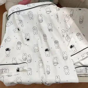New Cartoon Cute Miffy Rabbit Women Pajamas Two-piece Set Summer Short Sleeve Shorts Student Kawaii Soft Breathable Homewear Set