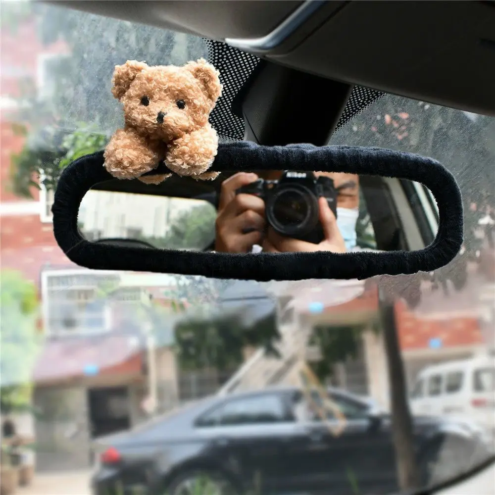 Creative Cute Bear Car Rearview Mirror Set, New Cartoon Electric Car Backup Mirror, Vehicle Interior Decoration, Fun and Stylish Accessory