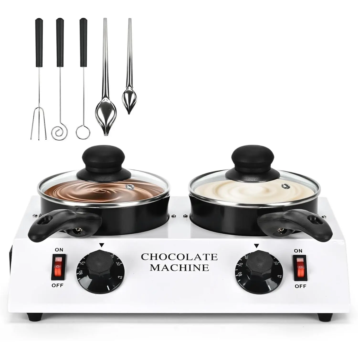 2026 Upgrade Chocolate Melting Pot, 2x1L Chocolate Melting Machine with Candy Dipping Tools, Electric Chocolate Tempering Machine for Chocolate Candy Butter Coffee Milk Wine Warming 80W 110V
