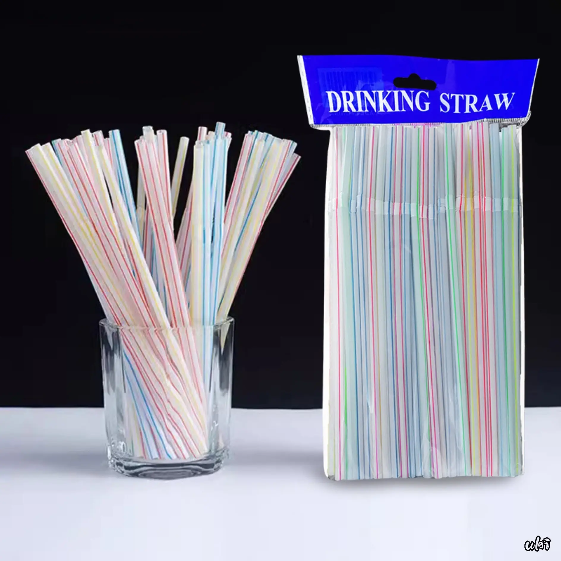 100-Pack Disposable Colored Extra-Long Bendable Plastic Straw Set, Flexible Beverage Straws for Juice, Milk Tea
