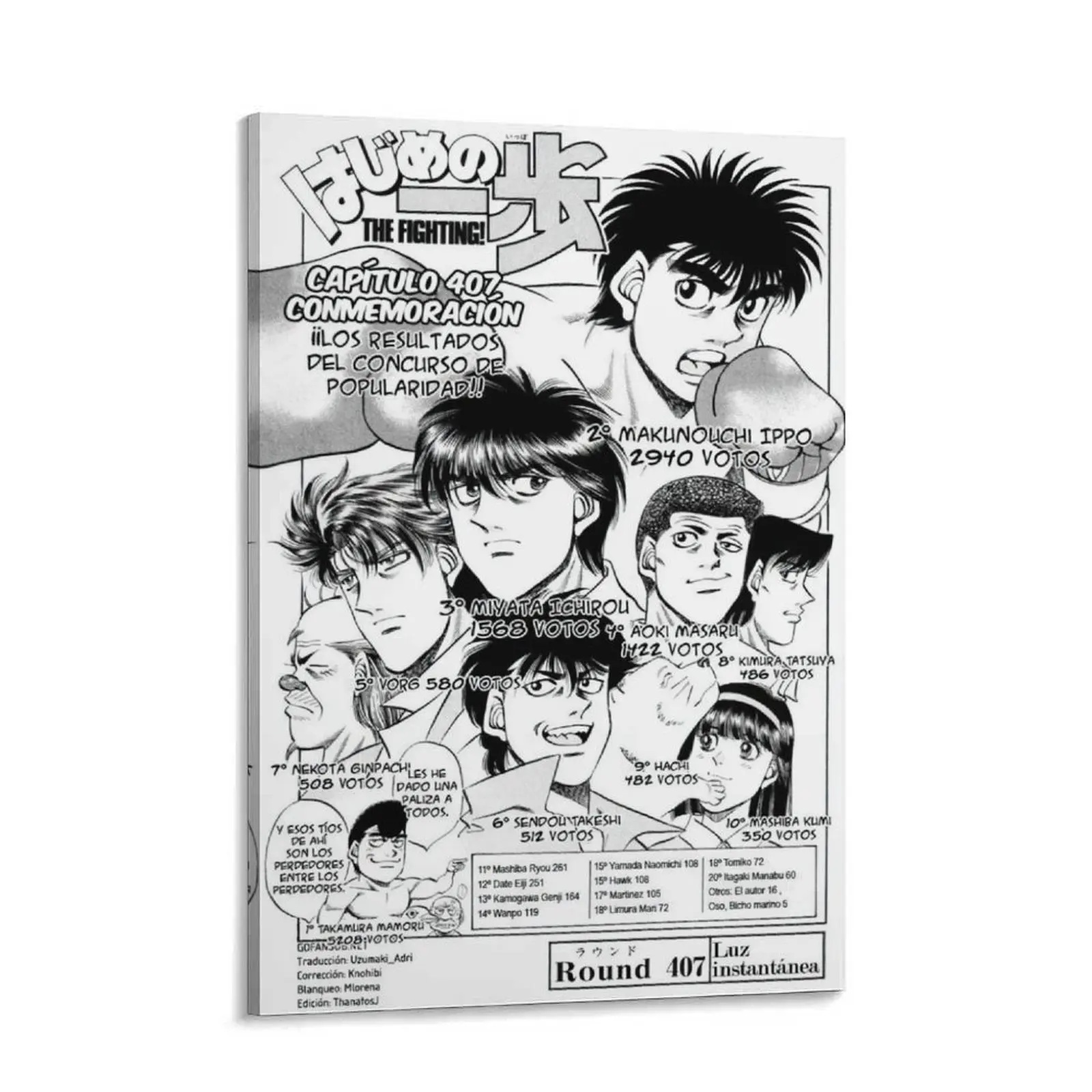 Hajime no Ippo Manga Popularity Poll Results Canvas Wall Art Poster - High-Res Print, Multi-Size, Anime Room Decor, Comic Art, Cartoon Anime Graphic Wall Decor, Cartoon Anime Graphic Wall Arts
