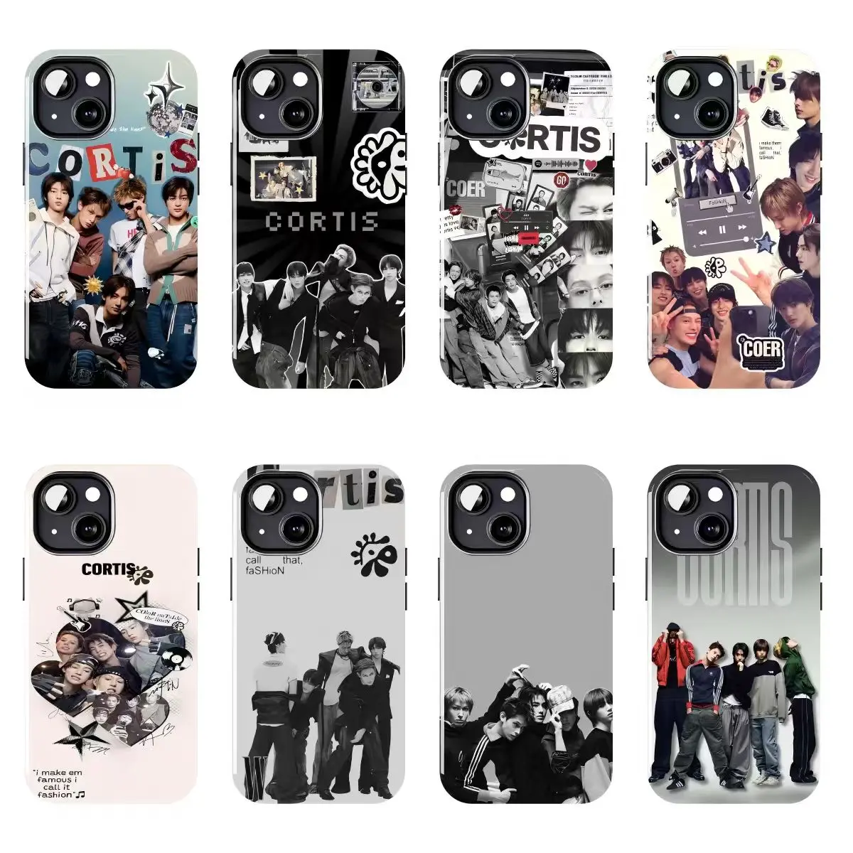 Black White Sunburst CORTIS Logo Group Photo Case Suitablefor iPhone17 ProMax /16/15/14/13/12/11 Plus for Samsung phones, suitable for both men and women,