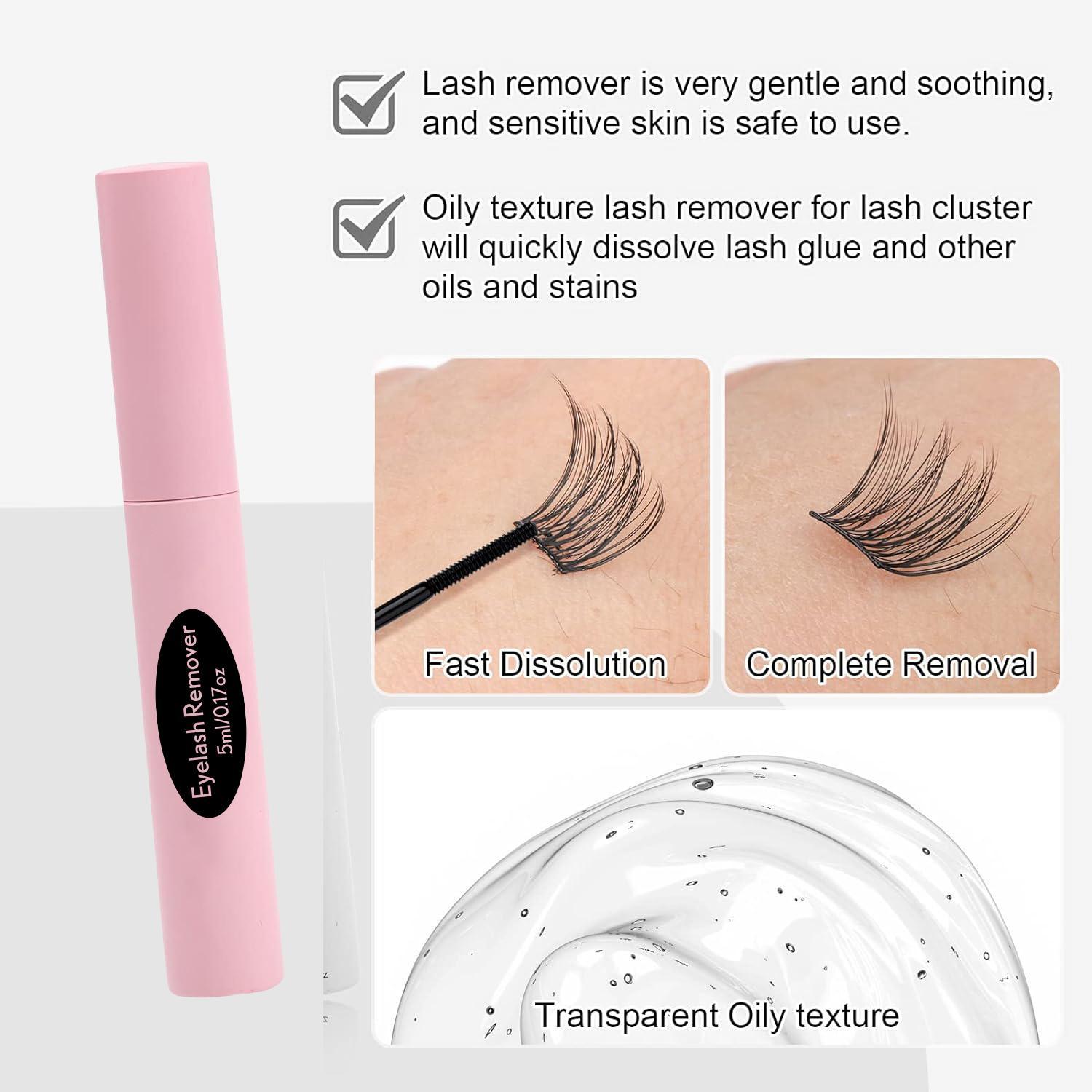 10-20mm Cluster Eyelashes Extensions, 1 Set Eyelash Cluster Kit with Tweezers, Glue, Remover & Brush, DIY Eyelash Kit, Volume Focused Lashes, False Eyelash Set