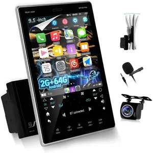 2G+64G Android Double Din Car Stereo 9.5 inch Touch Screen Vertical Radio - Wireless Carplay & Android Auto/Bluetooth/EQ Audio/SWC/GPS Navigation/FM RDS