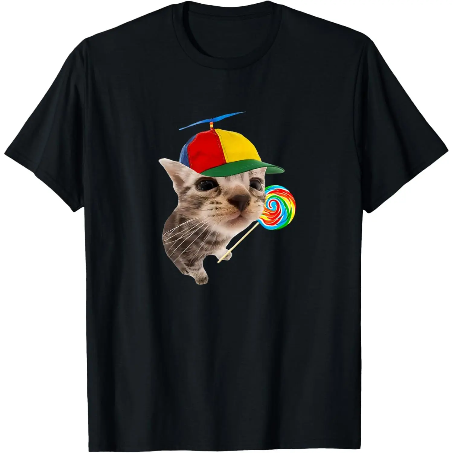 Silly Cat with Lollipop Meme T-Shirt